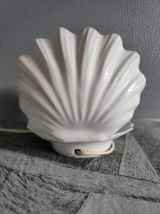 lampe coquille céramique blanche et globe opaline