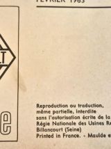 Manuel de réparation MR 61 pour Renault 4 -1963