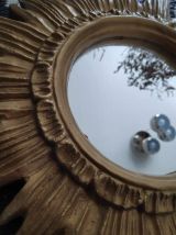 miroir soleil plâtre doré des années 70 avec crochet