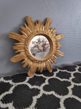 miroir soleil plâtre doré des années 70 avec crochet