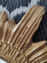 miroir soleil plâtre doré des années 70 avec crochet