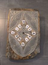 Horloge ardoise sculptée signée Morin vintage Junghans