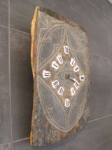 Horloge ardoise sculptée signée Morin vintage Junghans