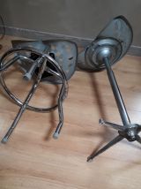 duo tabourets industriel  galvanise  pivotant  assise mais n