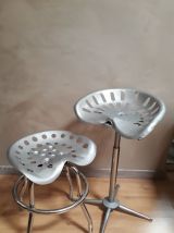 duo tabourets industriel  galvanise  pivotant  assise mais n