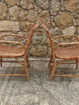 Paire de fauteuils en rotin Audoux Minet 1960