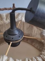 suspension en rotin et toile de lin des années 70
