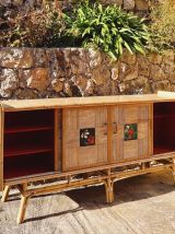 Enfilade en rotin et céramique 1960