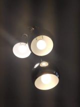 lustre 3 globes en métal chromé des années 80