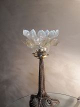  lampe a tulipe opalescente art nouveau 1900 a 1930 fer forg