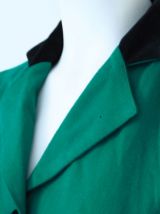 Robe crayon en laine verte forêt manches gigots 80s