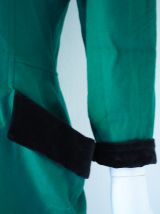 Robe crayon en laine verte forêt manches gigots 80s