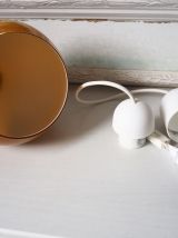 Globe de suspension lampe abat jour verre opaline ocre vinta