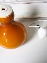 Globe de suspension lampe abat jour verre opaline ocre vinta