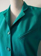 Robe fourreau boutonnée bleu vert turquoise vintage 80's