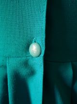 Robe fourreau boutonnée bleu vert turquoise vintage 80's
