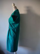 Robe fourreau boutonnée bleu vert turquoise vintage 80's