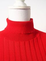 Robe pull col roulé rouge vif vintage 70's