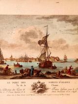 Ancienne gravure "Le port des sables d'olone" par N.Ozanne 