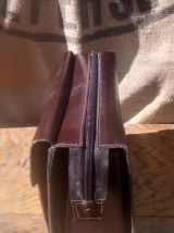 Trousse de toilette vintage en cuir véritable "Le Tanneur" 