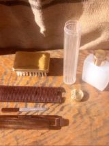 Trousse de toilette vintage en cuir véritable "Le Tanneur" 