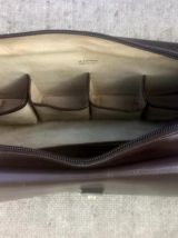 Trousse de toilette vintage en cuir véritable "Le Tanneur" 