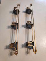 porte-manteaux muraux vintage en métal doré  3 patères 