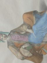 Ancienne gravure orientalisme encadree, La femme de Mitylene