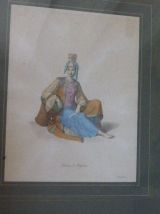 Ancienne gravure orientalisme encadree, La femme de Mitylene