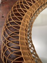 Miroir rotin vintage - 50cm