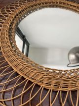 Miroir rotin vintage - 50cm