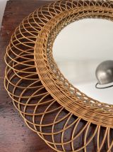 Miroir rotin vintage - 50cm