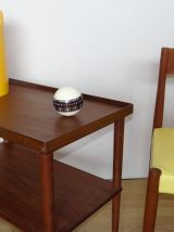 Paire de chaise en teck, skaï jaune, made in dannemark