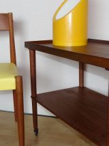 Paire de chaise en teck, skaï jaune, made in dannemark