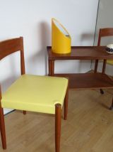 Paire de chaise en teck, skaï jaune, made in dannemark