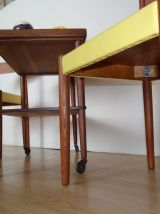 Paire de chaise en teck, skaï jaune, made in dannemark