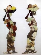 Deux cadres en véritables ailes de papillons - Art africain