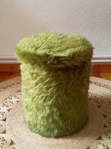 Pouf moumoute vert - Années 70