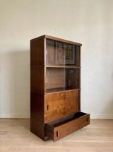 Bibliothèque vitrine mobulable vintage années 50