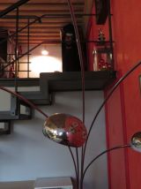 Lampadaire design à 5 têtes en acier/marbre