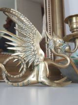 Bougeoire Dragon / Griffon / bougie / Déco de Table/ or / La