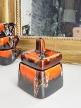 Service à café marron orange VALLAURIS Made in France