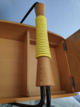 travailleuse vintage en bois  compartiments scoubidou jaune