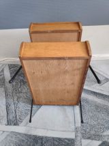 travailleuse vintage en bois  compartiments scoubidou jaune