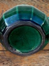 Ancienne théière de bistrot en céramique verte 