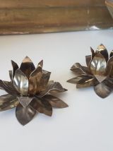 Bougeoirs vintage Nénuphar bougies Bougeoirs Fleur Laiton Dé