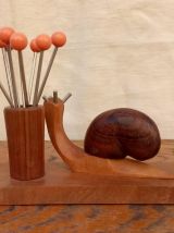 Porte piques à escargot en bois sculpté (vintage)