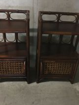 Paire de chevets en rotin années 60