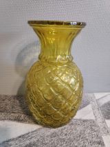 vase ananas en verre jaune orangé