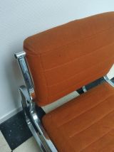 Fauteuil Orange cadre chromé
